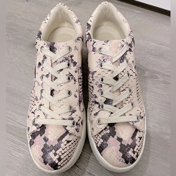 Steve Madden Platform ‘Bertie’ Python Tennis Shoes Sneakers Lace-Up - Size 8 M - Picture 5 of 8